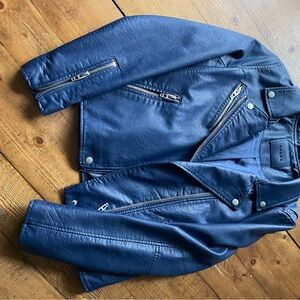 Anthropologie blue faux Leather Jacket